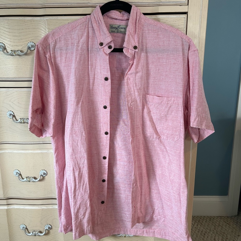 Kenny Flowers Pink Casual Button Down Linen Shirt